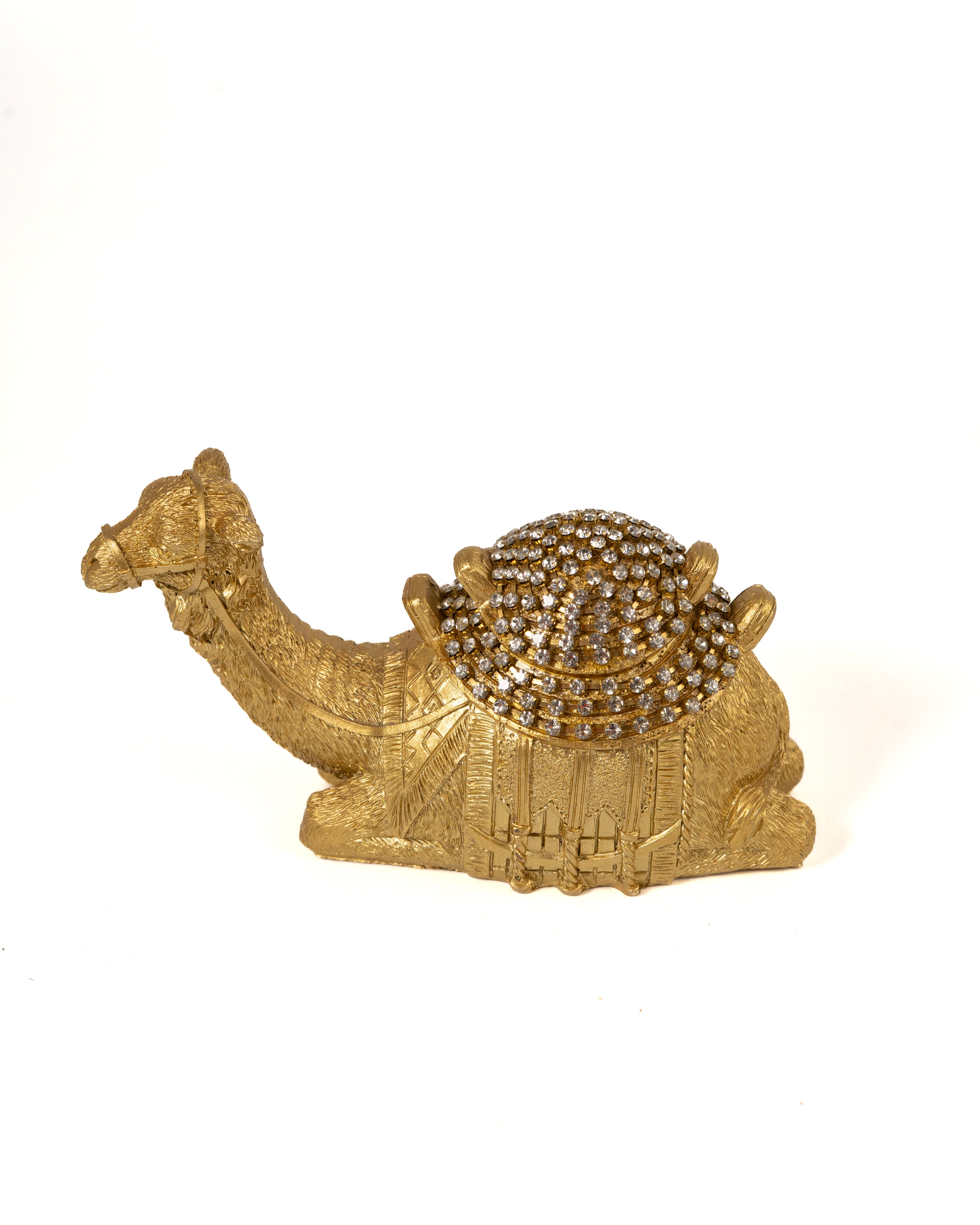 Intricately Designed Golden Camel Figurines (Set of 3)