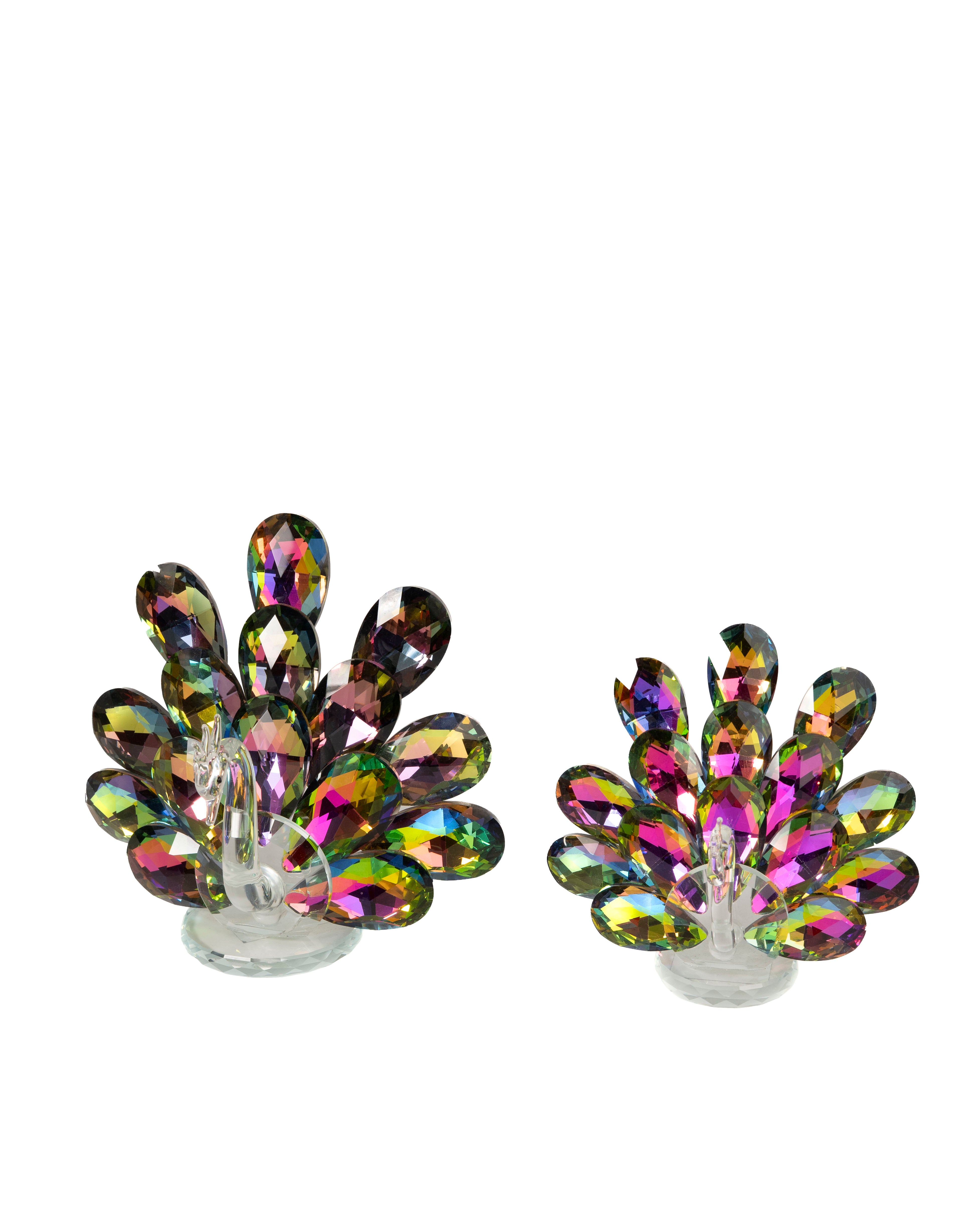 Colourful Crystal Peacock Figurines (Set of 2)
