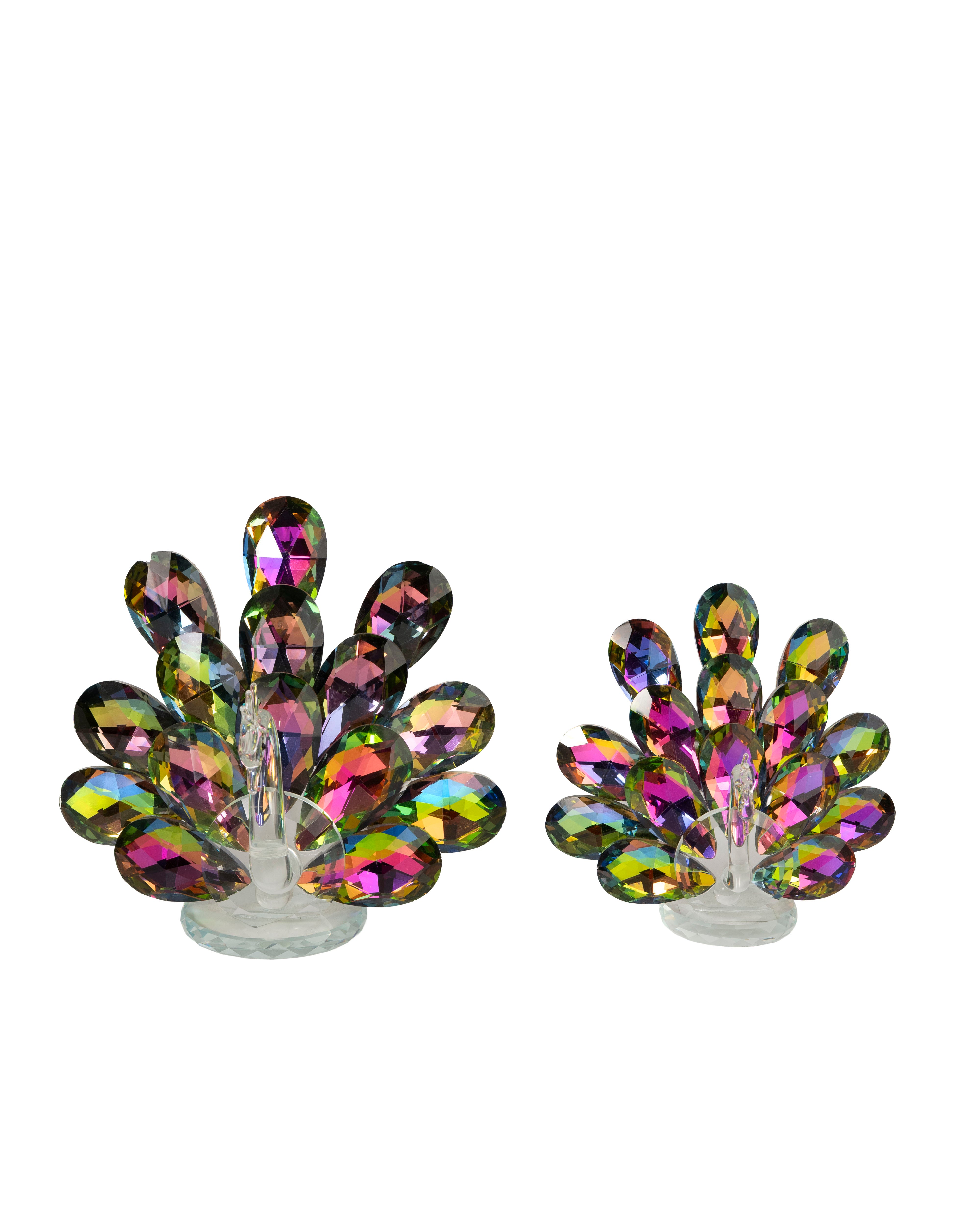 Colourful Crystal Peacock Figurines (Set of 2)