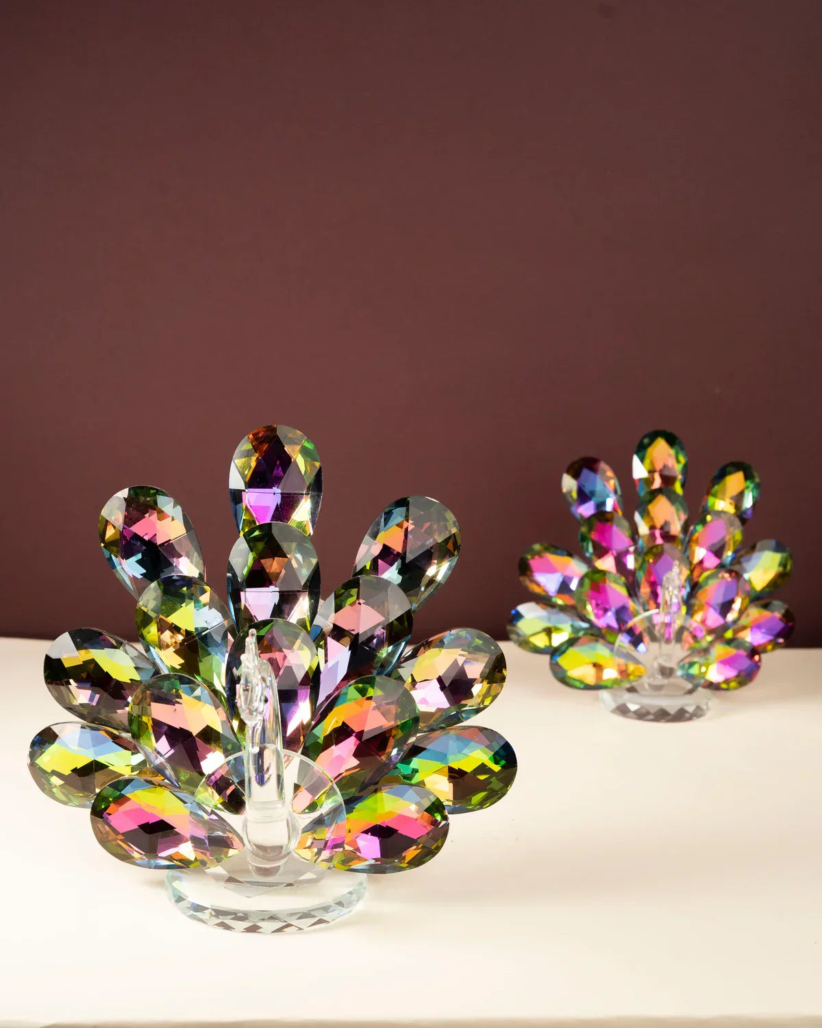 Colourful Crystal Peacock Figurines (Set of 2)