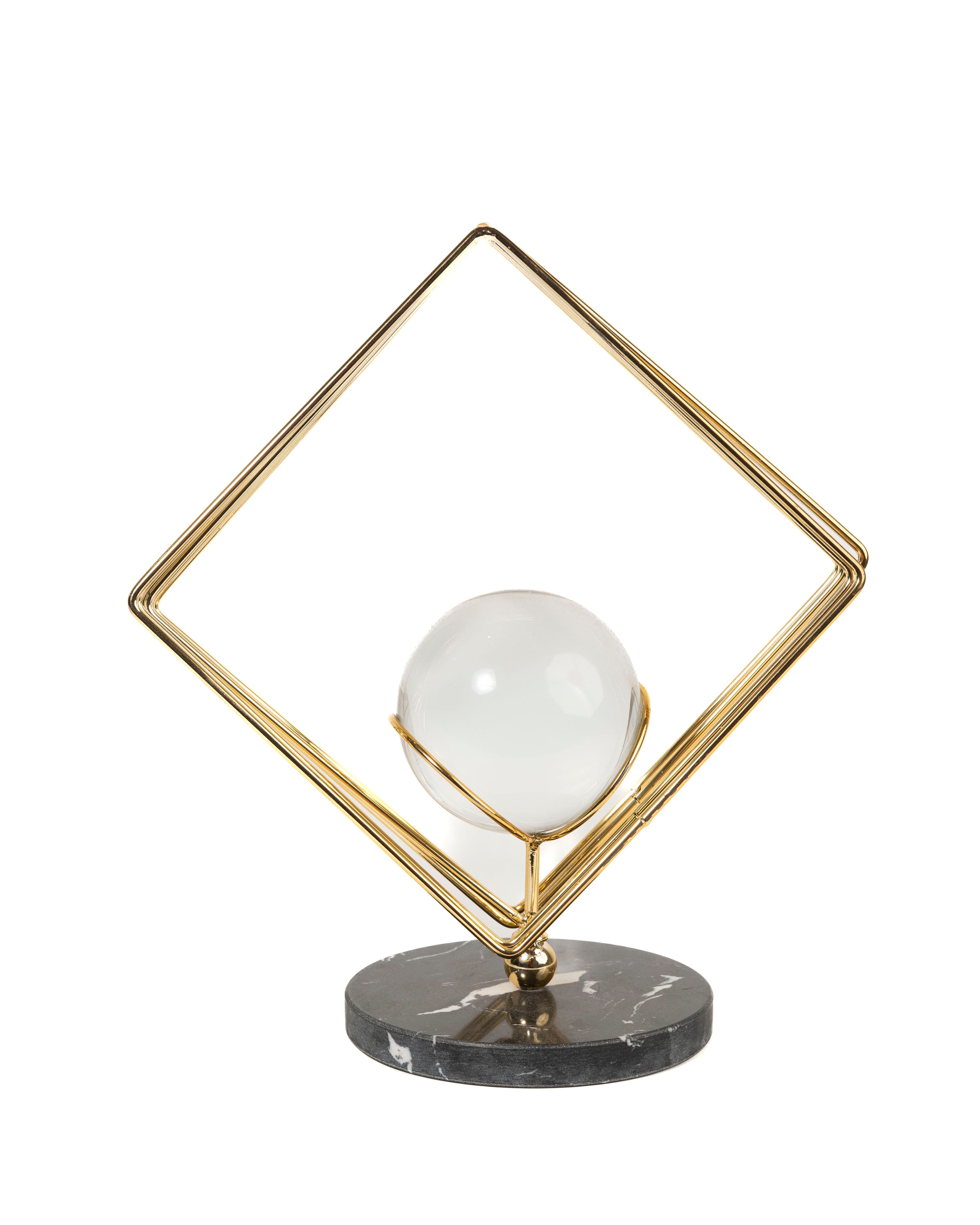Modern Crystal Sphere & Golden Diamond Decor
