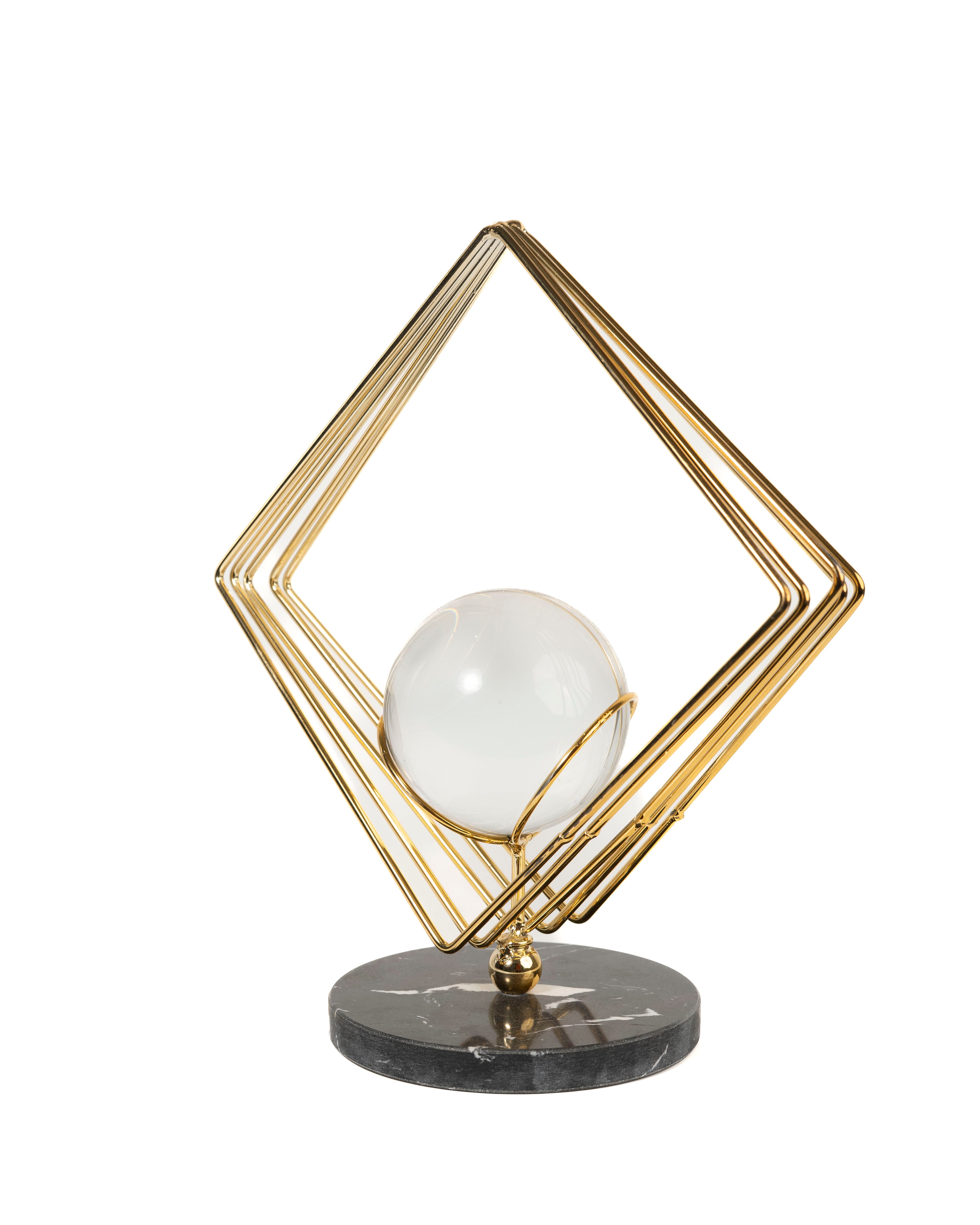 Modern Crystal Sphere & Golden Diamond Decor