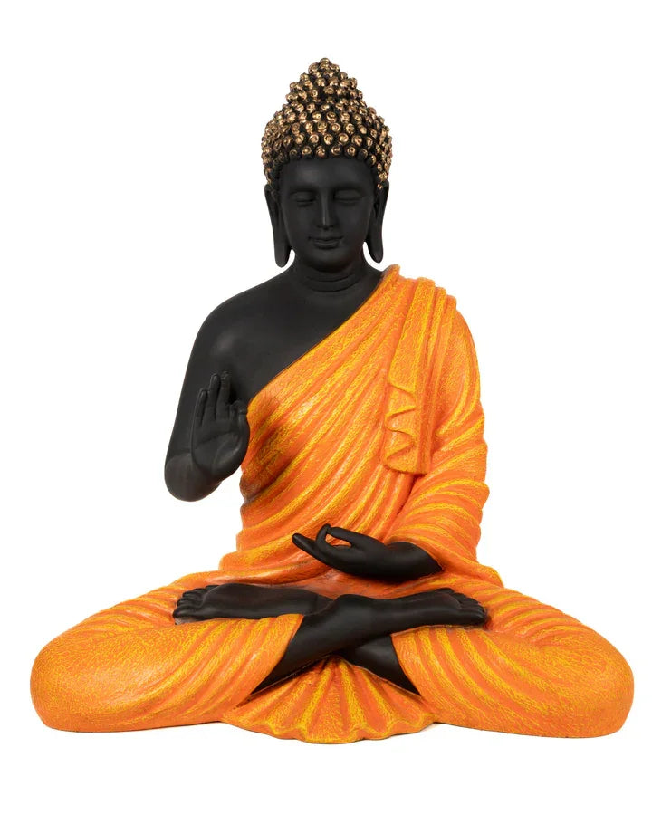 Serene Matte Black Buddha Statue