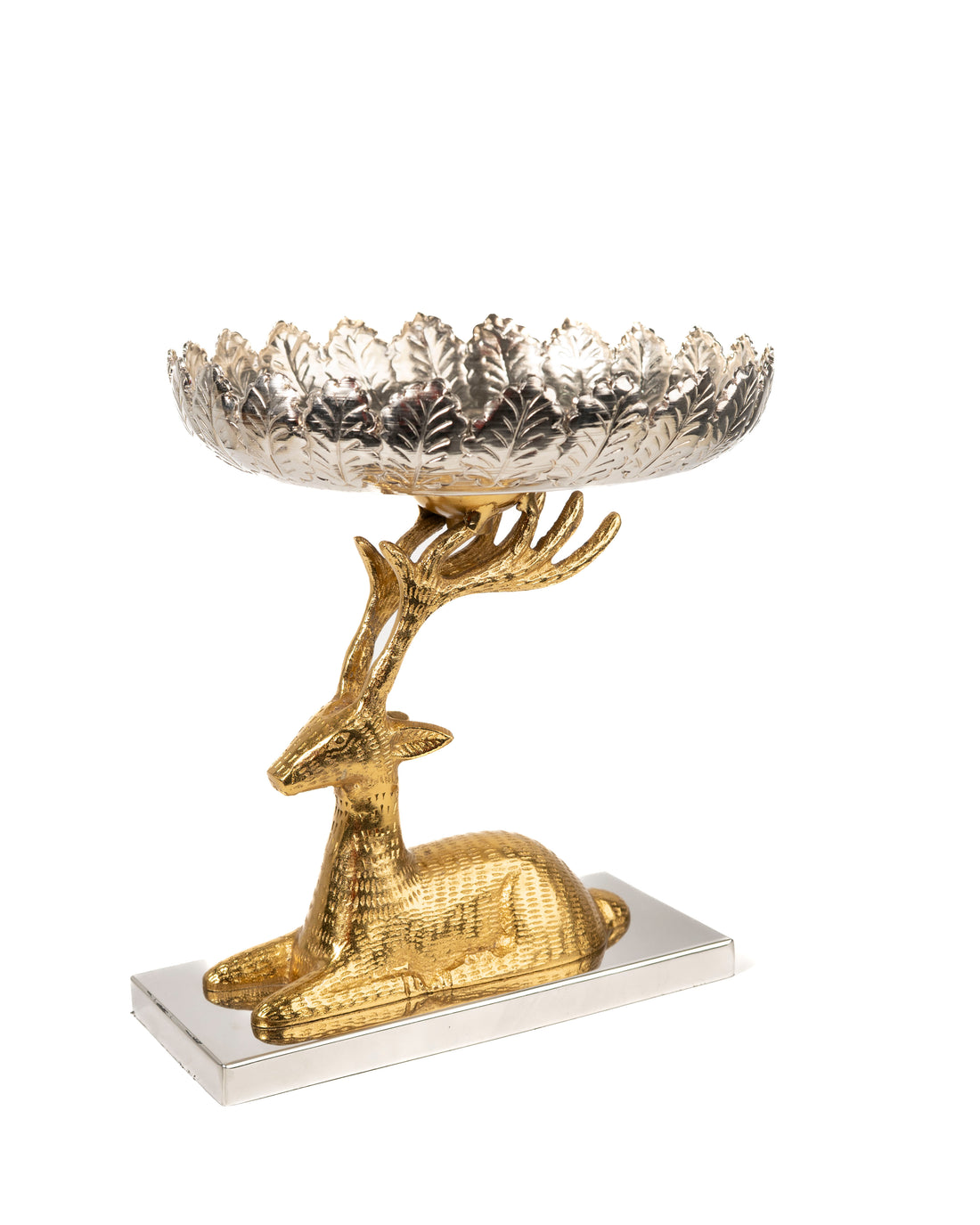 Golden Deer & Silver Leaf Multipurpose Holder (DJMD DEER BOWL (B))