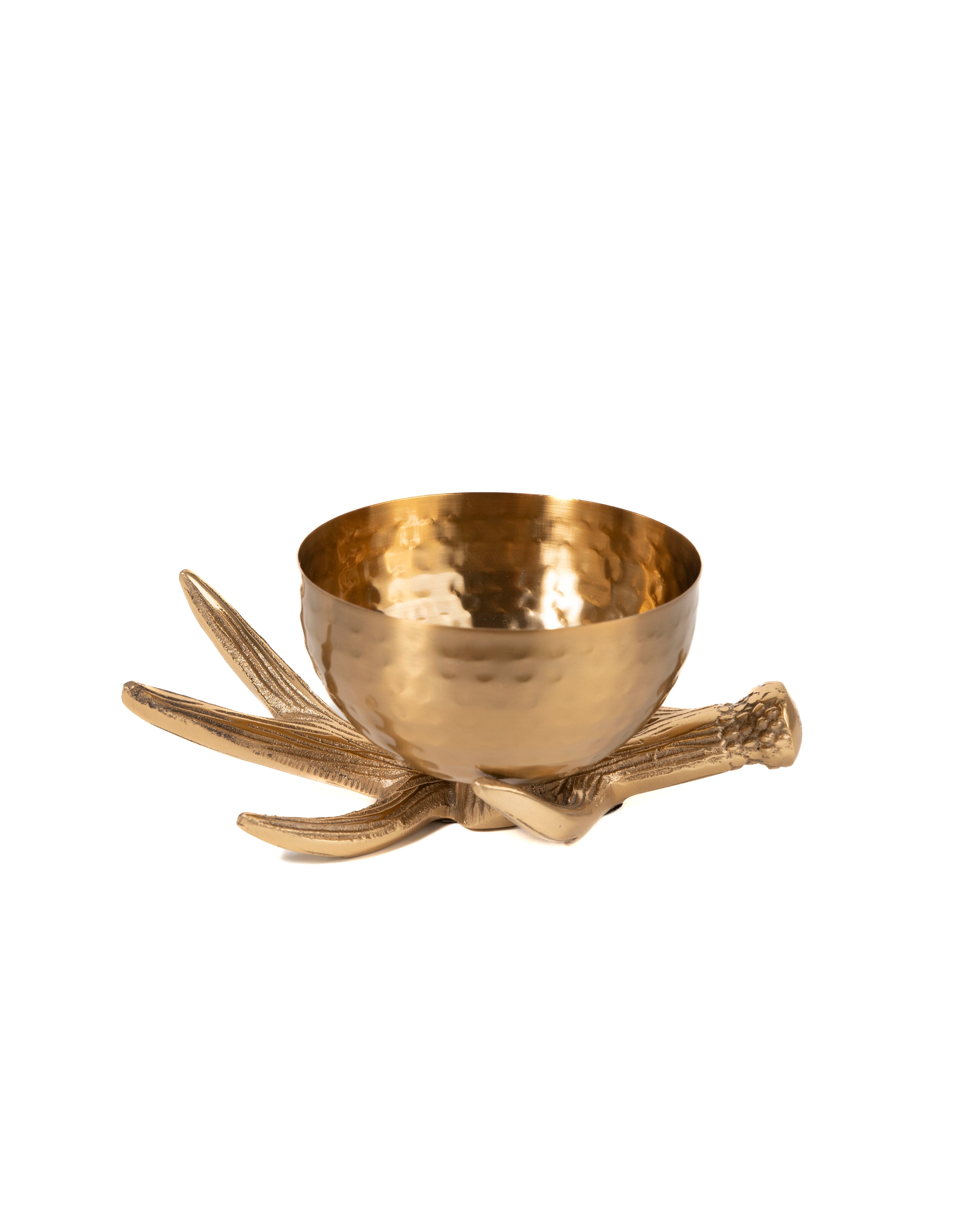 Creative Golden Bowl on Antler Stand