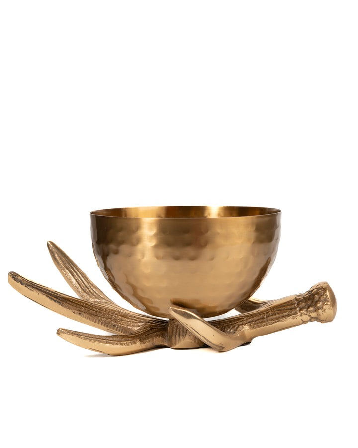 Creative Golden Bowl on Antler Stand (DSCE HAND SILVER 667)