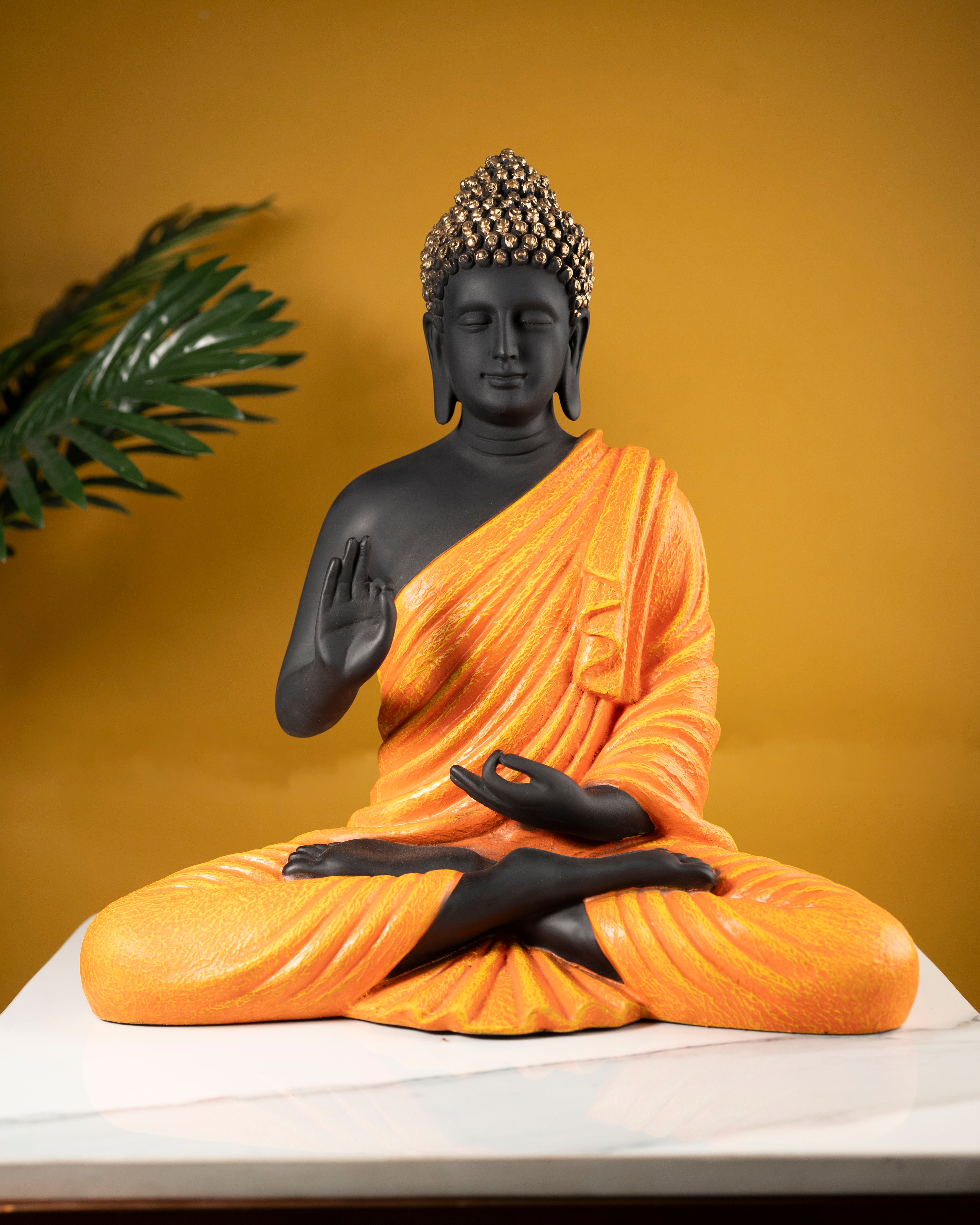 Serene Matte Black Buddha Statue