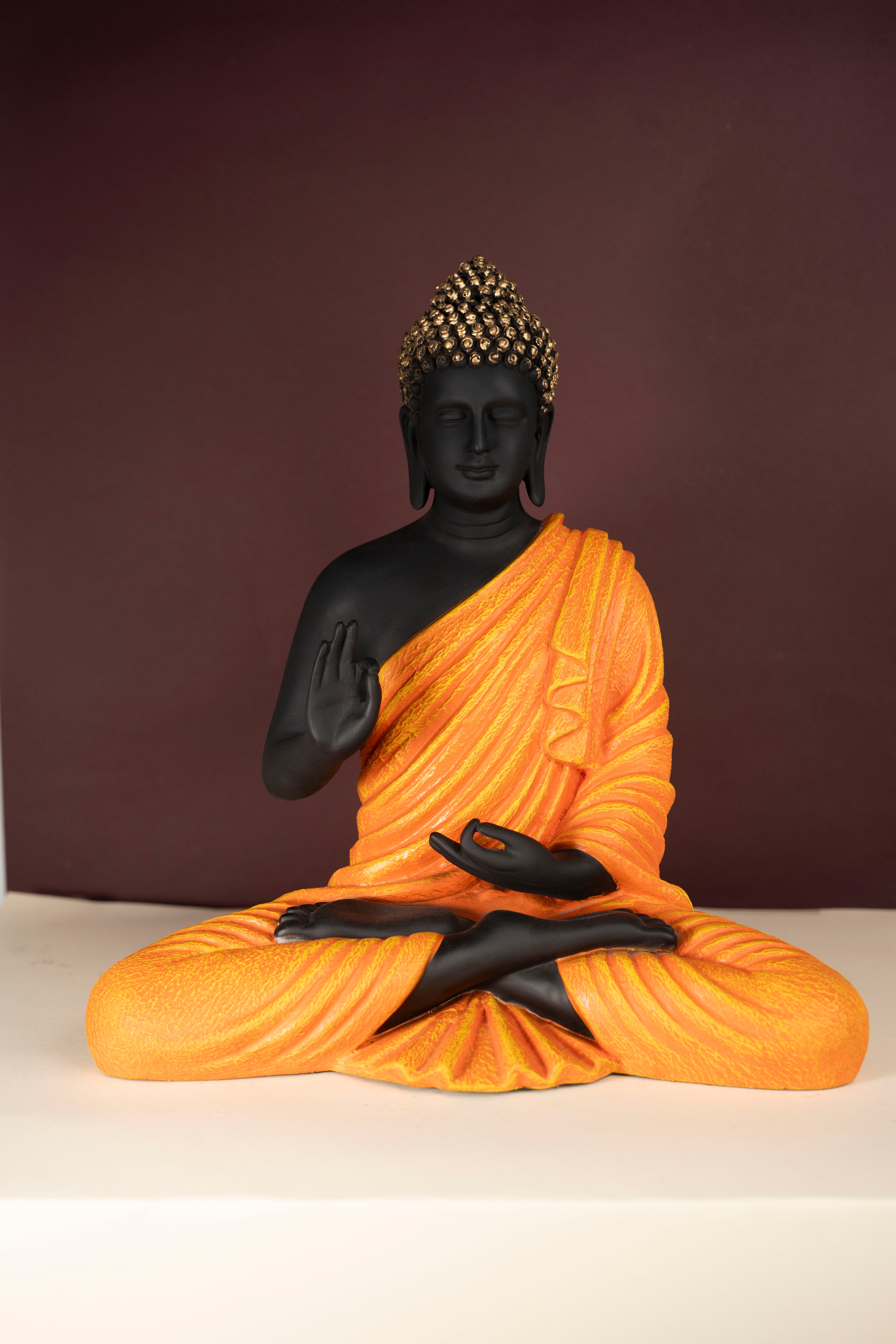 Serene Matte Black Buddha Statue