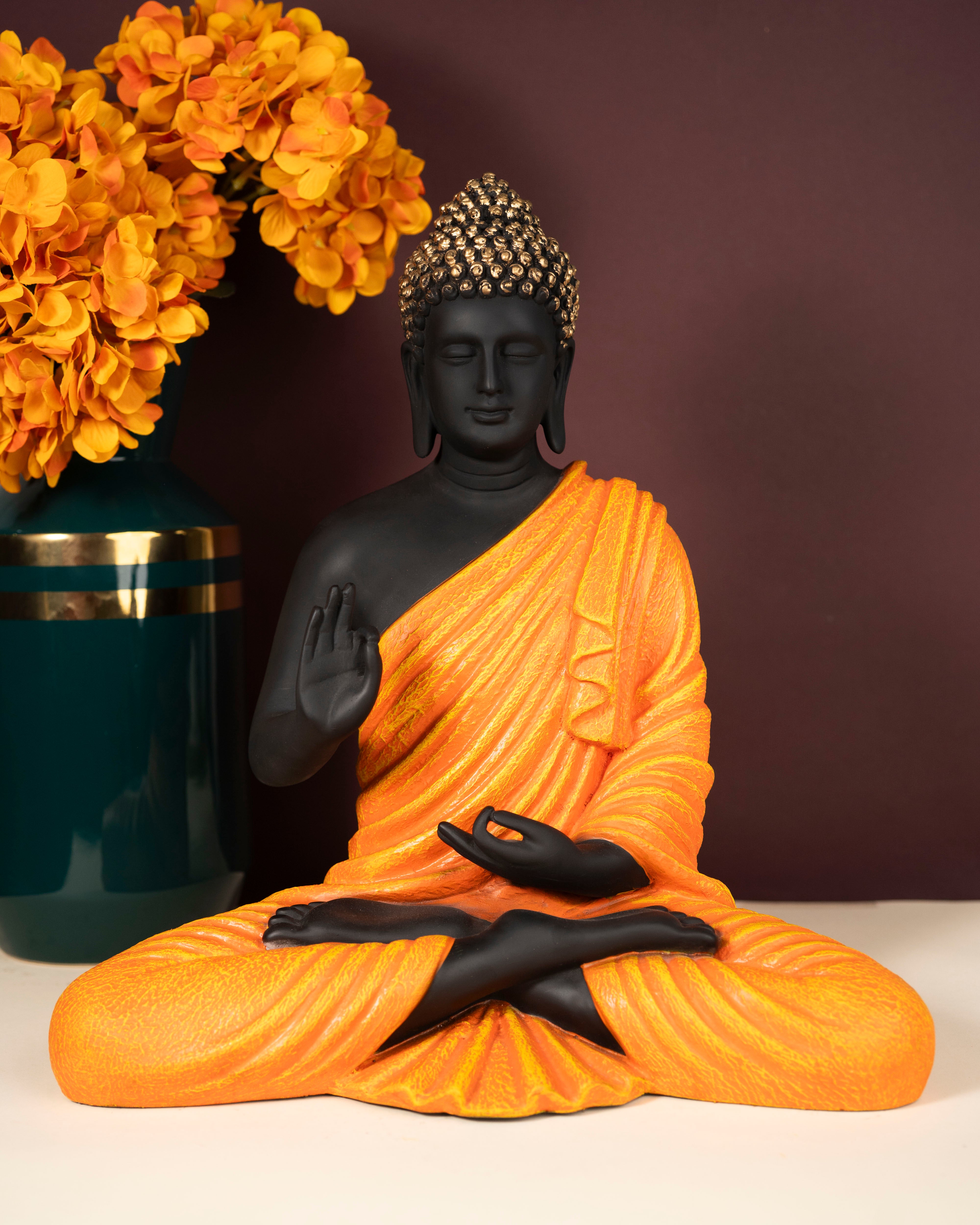 Serene Matte Black Buddha Statue