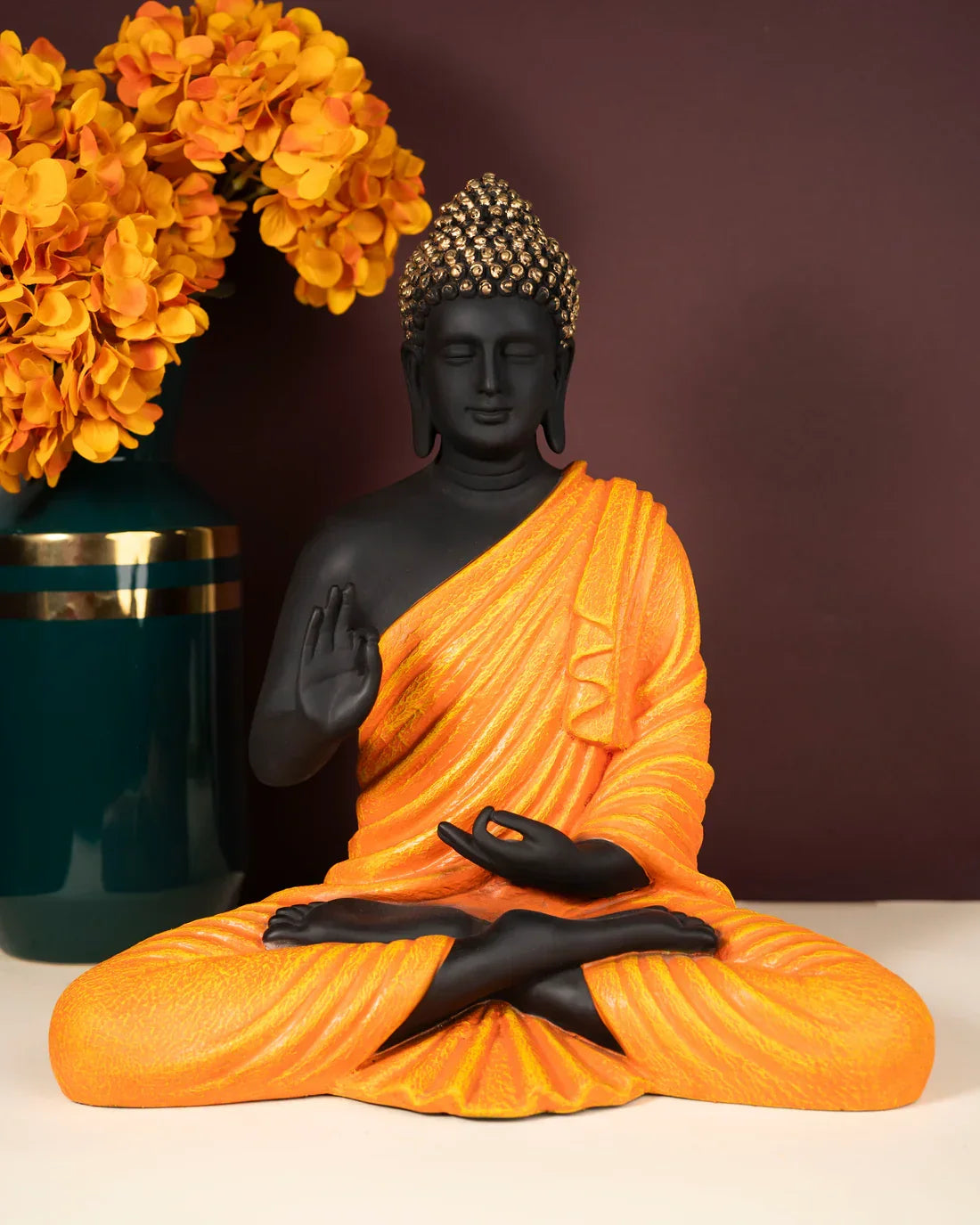 Serene Matte Black Buddha Statue