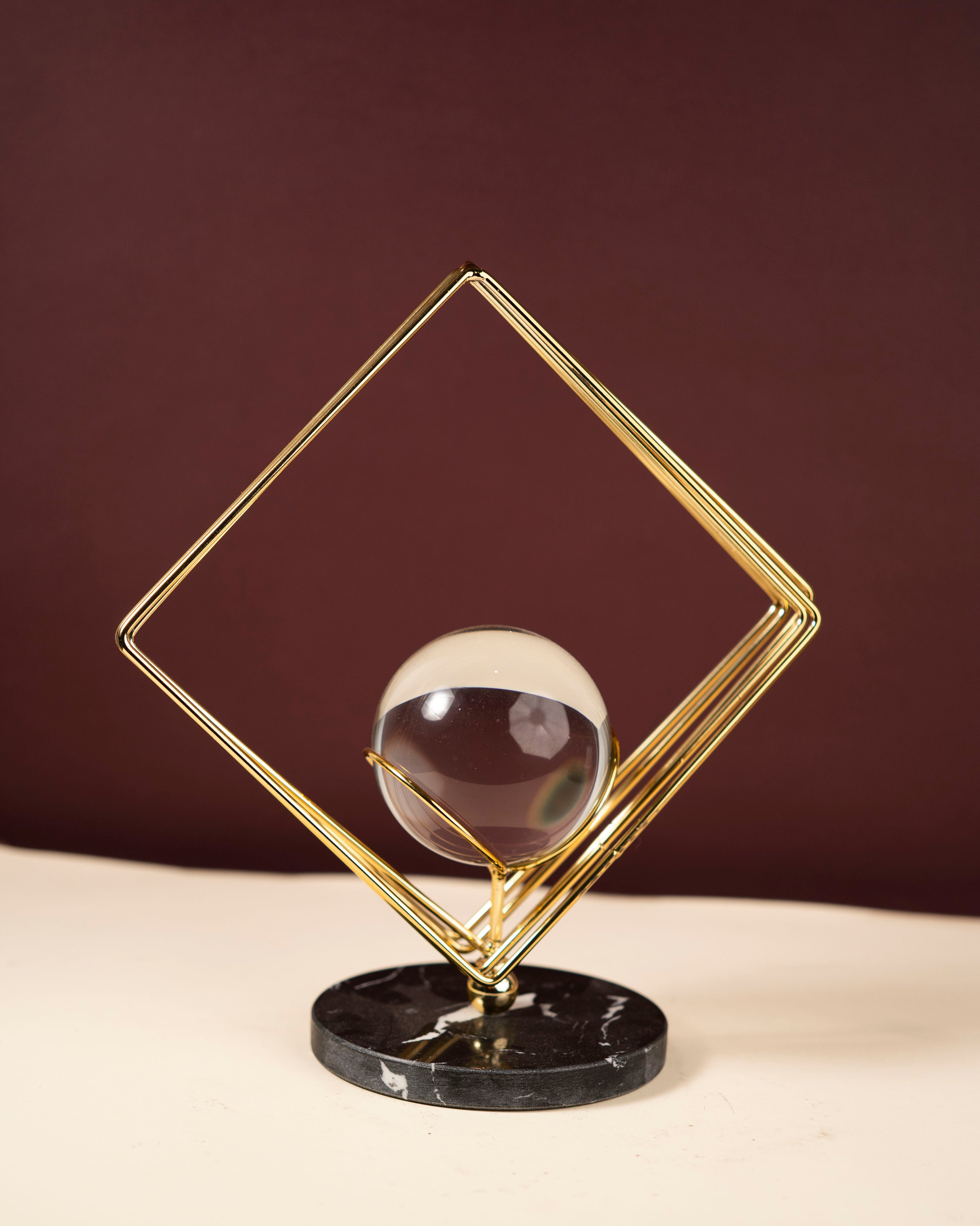 Modern Crystal Sphere & Golden Diamond Decor