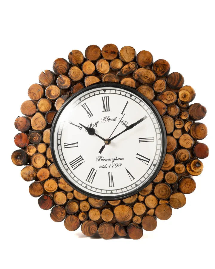 Wooden Log Framed Wall Clock