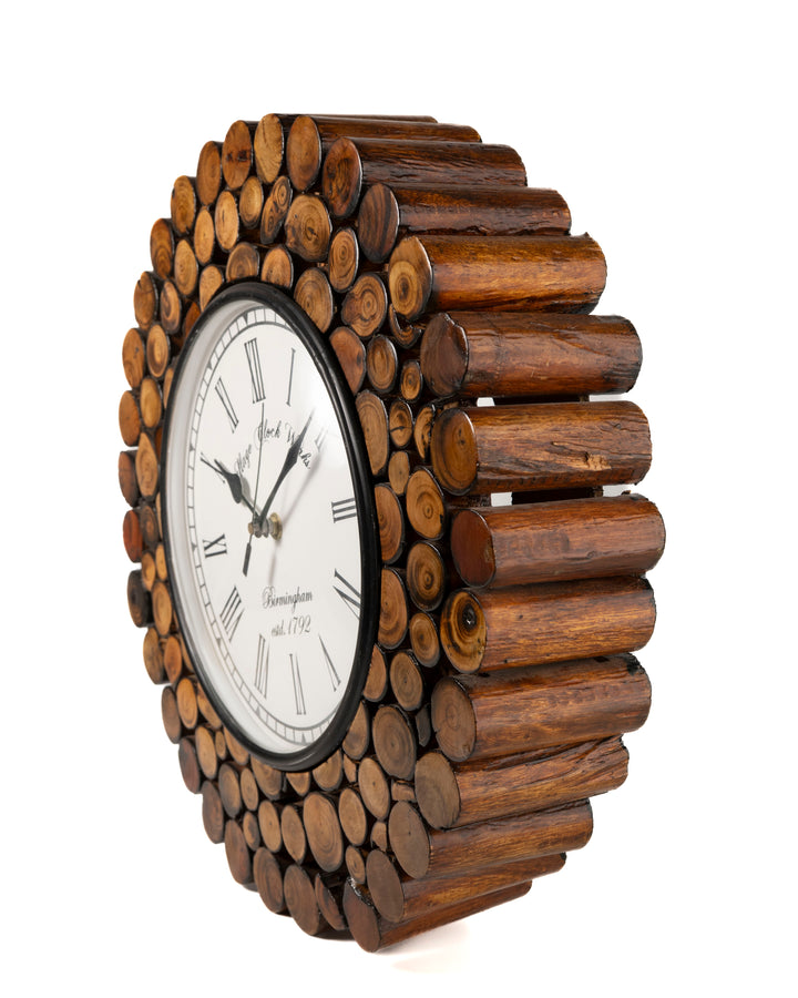 Wooden Log Framed Wall Clock (DAW DRUM 14)