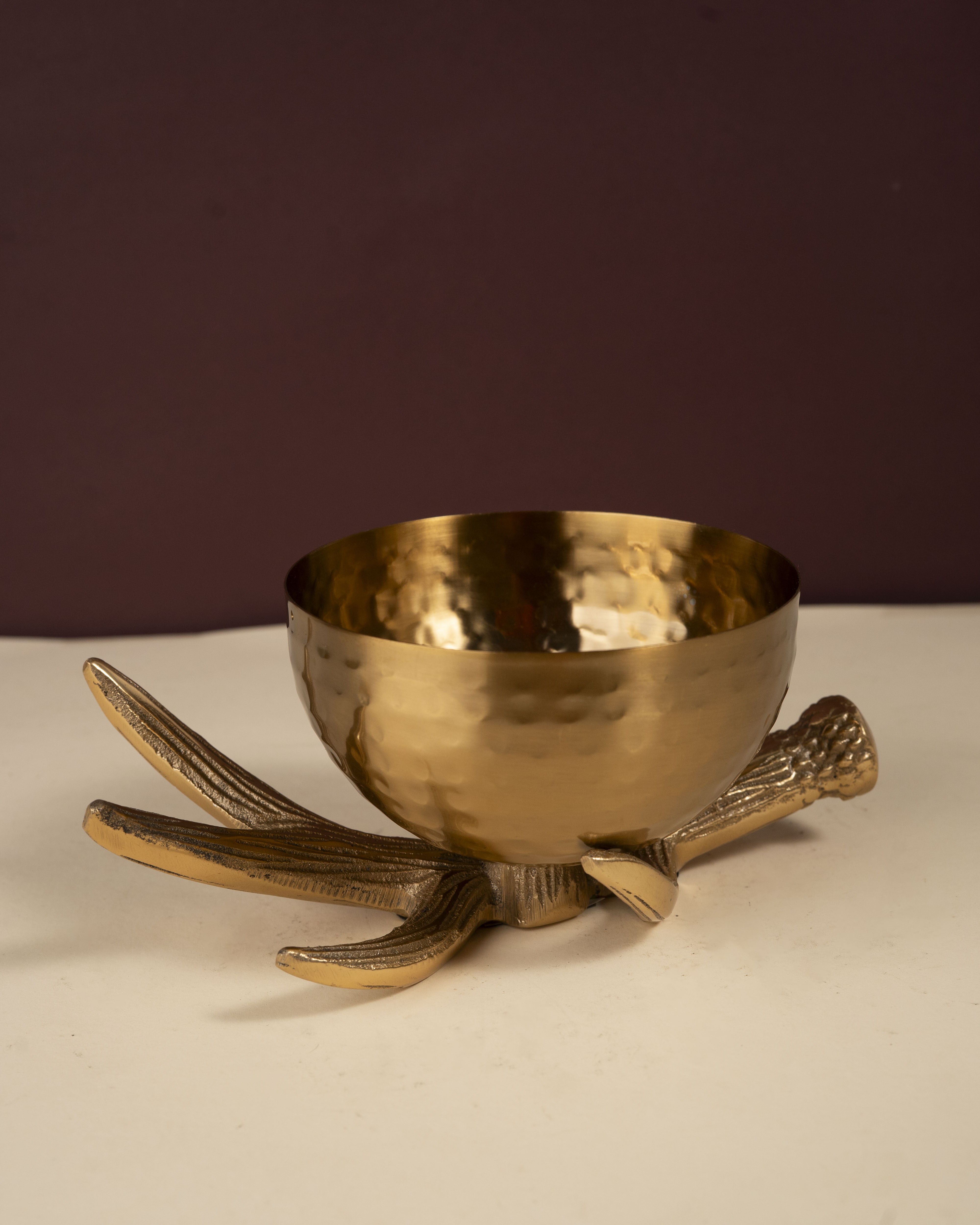 Creative Golden Bowl on Antler Stand
