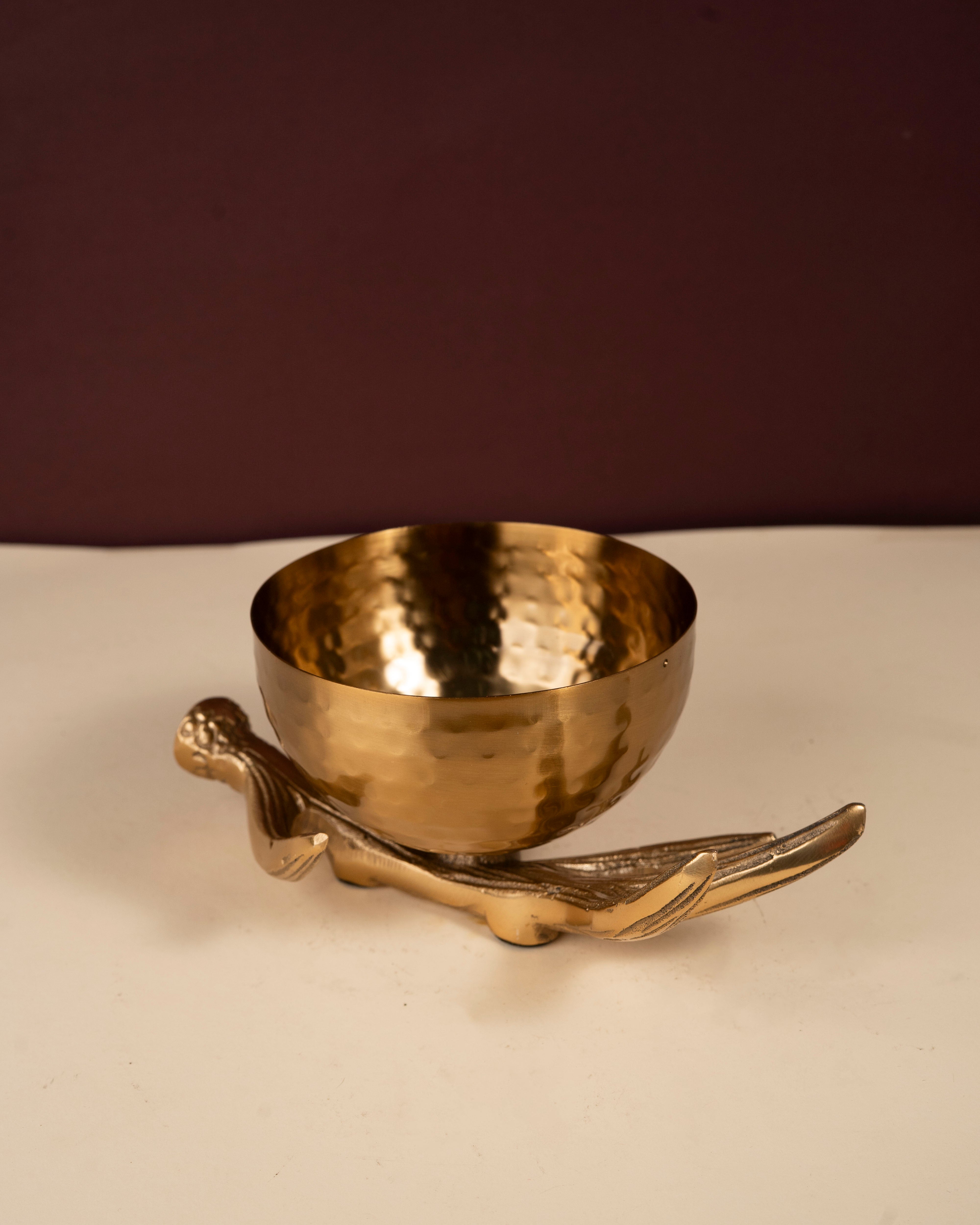 Creative Golden Bowl on Antler Stand